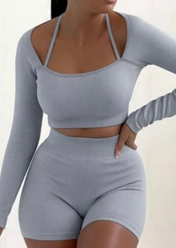 Long-sleeve Short Set